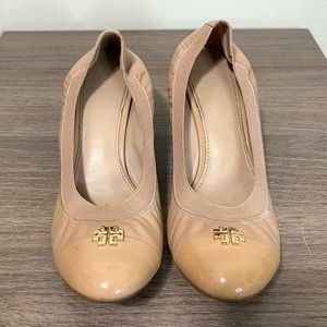 Tory Burch Jolie Leather Wedge Heel Shoe Size 9.5